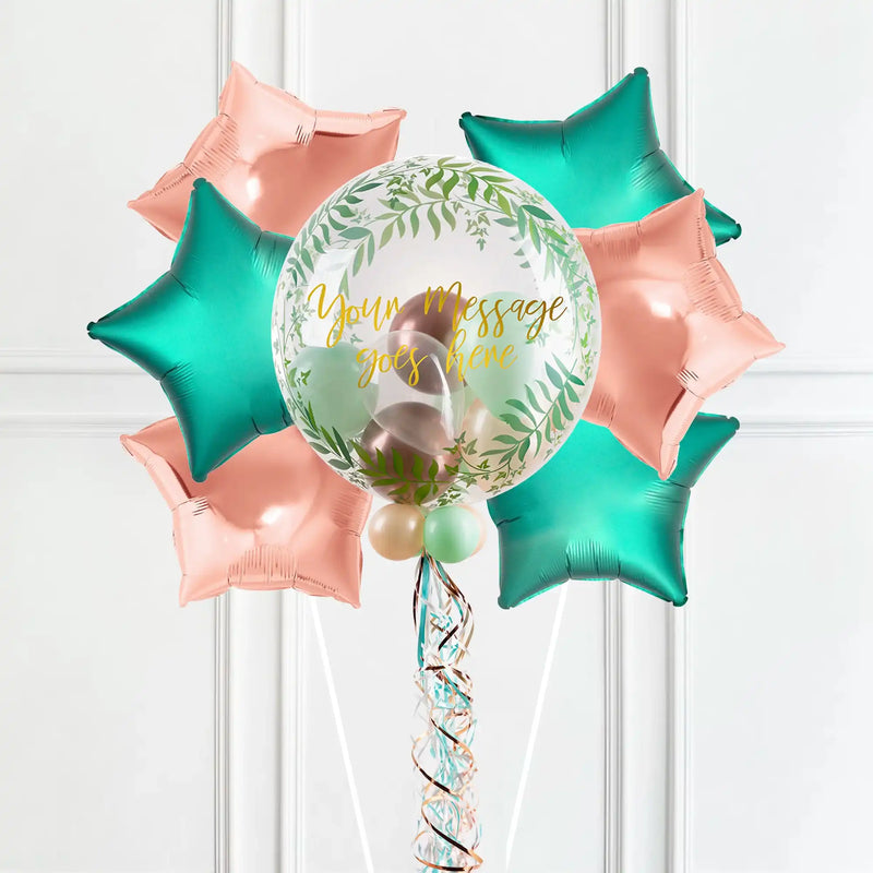 Personalised Bubble Balloon in a Box - Rose Garden 6 Extra Balloons Personalised Balloons