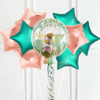 Personalised Bubble Balloon in a Box - Rose Garden 8 Extra Balloons Personalised Balloons