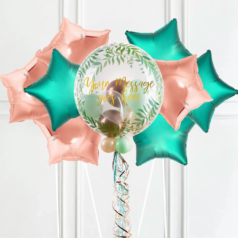 Personalised Bubble Balloon in a Box - Rose Garden 8 Extra Balloons Personalised Balloons