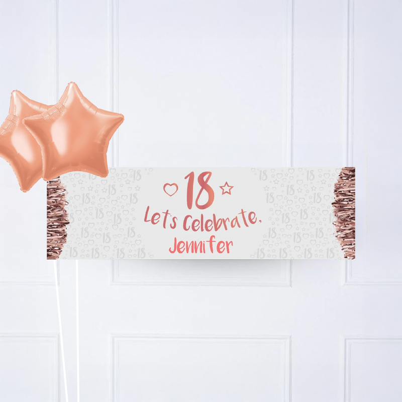 Rose Gold 18th Personalised Party Banner