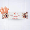 Rose Gold 21st Personalised Party Banner Yes 2 Balloons Personalised Banner
