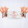 Rose Gold 21st Personalised Party Banner Yes 4 Balloons Personalised Banner