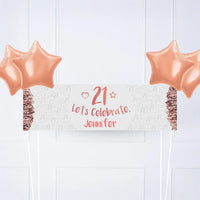 Rose Gold 21st Personalised Party Banner No 4 Balloons Personalised Banner