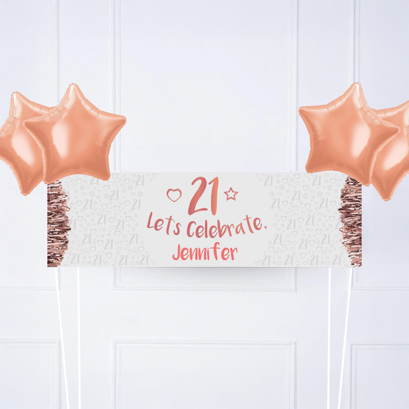 Rose Gold 21st Personalised Party Banner