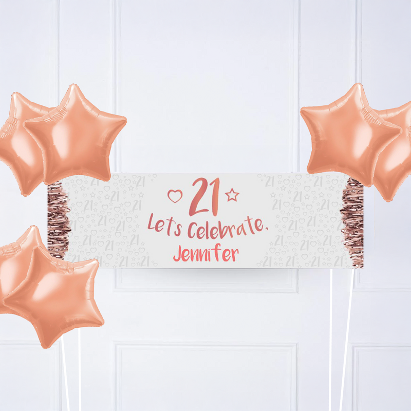 Rose Gold 21st Personalised Party Banner