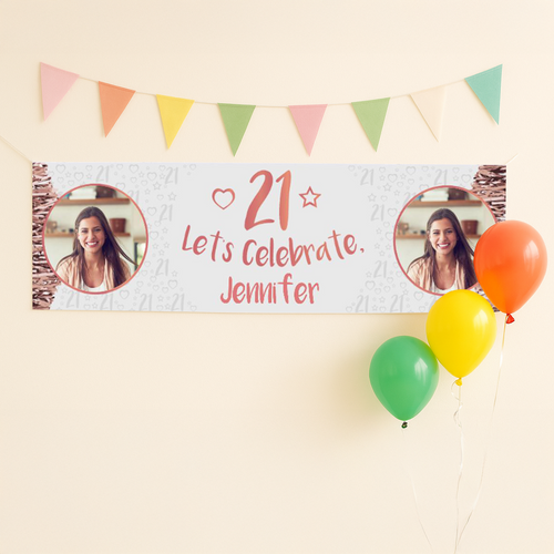 Rose Gold 21st Personalised Party Banner Personalised Banner
