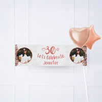 Rose Gold 30th Personalised Party Banner Yes 2 Balloons Personalised Banner