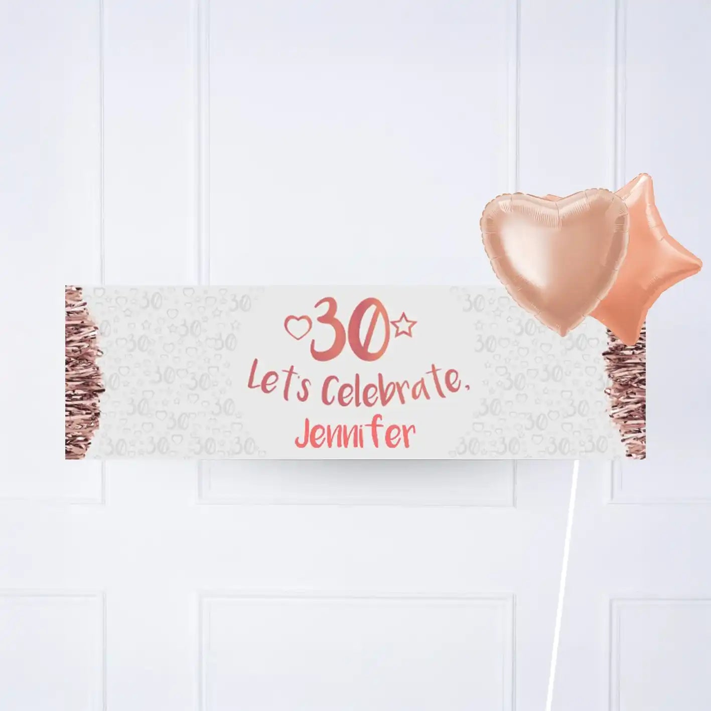Rose Gold 30th Personalised Party Banner No 2 Balloons Personalised Banner