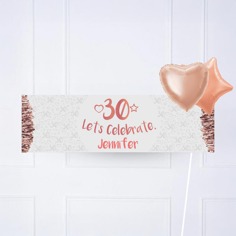 Rose Gold 30th Personalised Party Banner