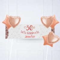 Rose Gold 30th Personalised Party Banner No 6 Balloons Personalised Banner