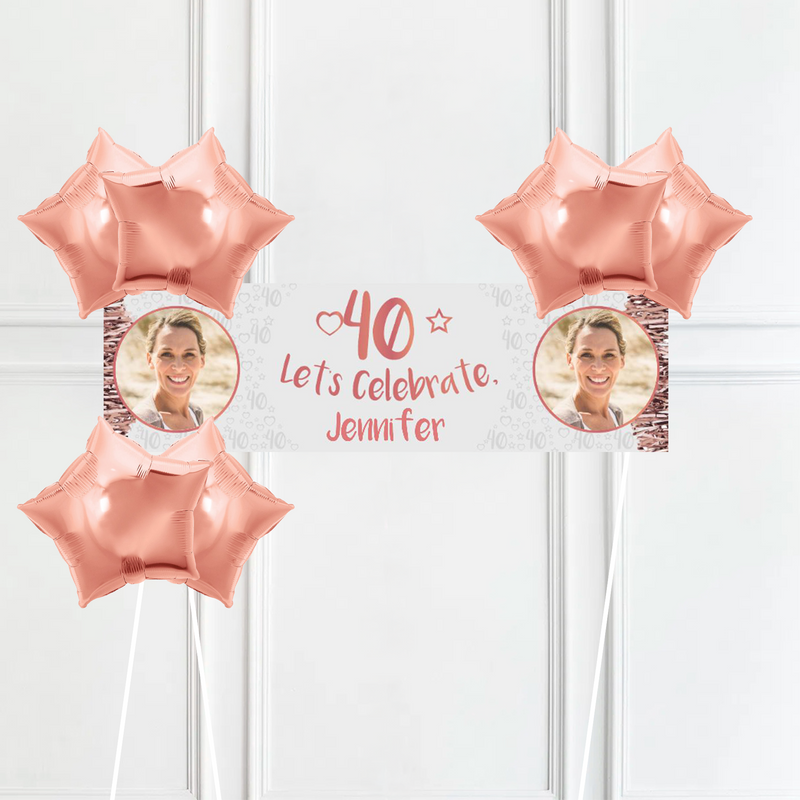 Rose Gold 40th Personalised Party Banner