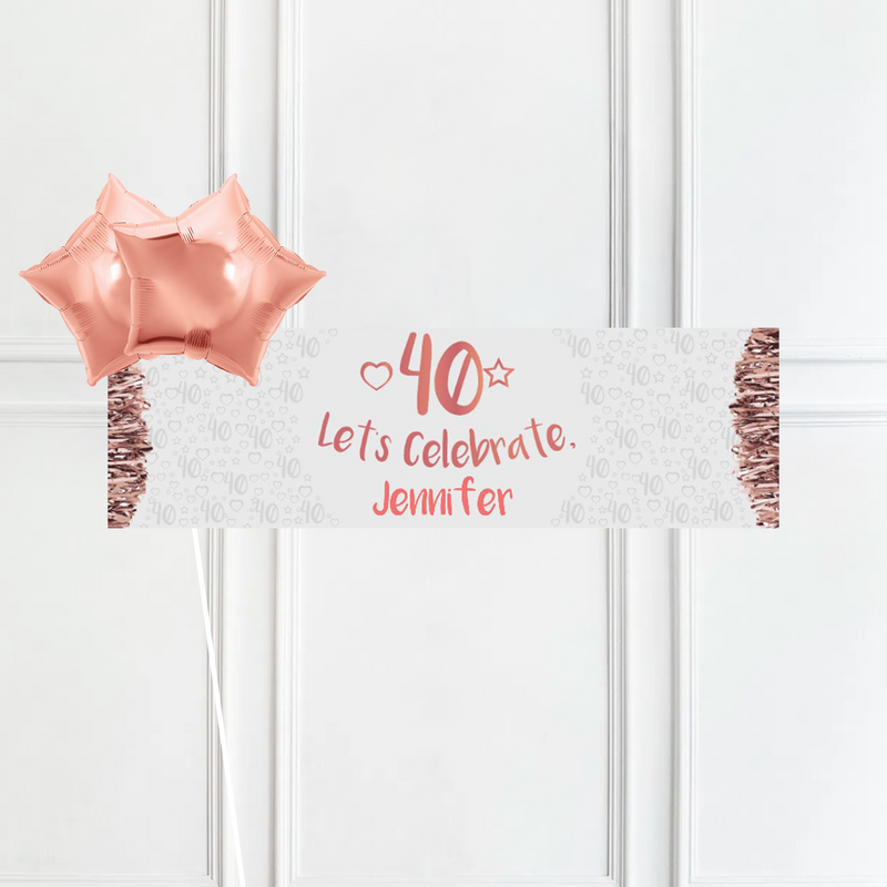 Rose Gold 40th Personalised Party Banner