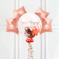 Personalised Bubble Balloon in a Box – Rose Gold 4 Extra Balloons Personalised Balloons
