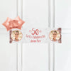 Rose Gold 50th Personalised Party Banner Yes 2 Balloons Personalised Banner