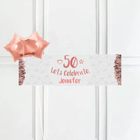 Rose Gold 50th Personalised Party Banner No 2 Balloons Personalised Banner