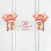 Rose Gold 50th Personalised Party Banner Yes 4 Balloons Personalised Banner