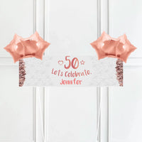 Rose Gold 50th Personalised Party Banner No 4 Balloons Personalised Banner