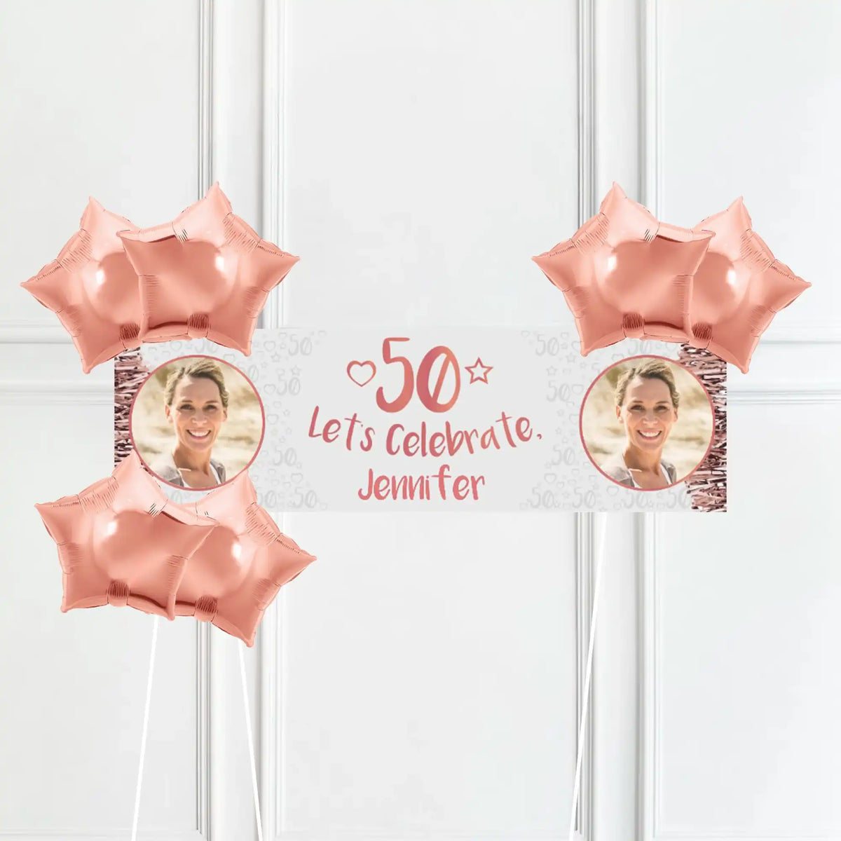 Rose Gold 50th Personalised Party Banner Personalised Banner