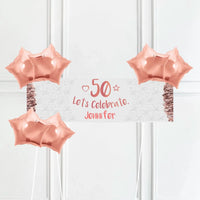 Rose Gold 50th Personalised Party Banner No 6 Balloons Personalised Banner