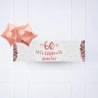 Rose Gold 60th Personalised Party Banner No 2 Balloons Personalised Banner