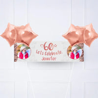 Rose Gold 60th Personalised Party Banner Yes 4 Balloons Personalised Banner