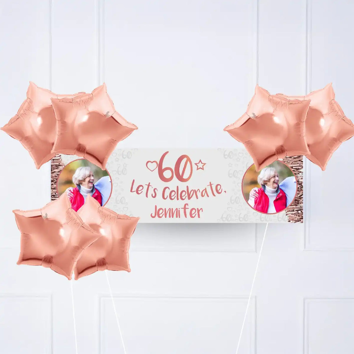 Rose Gold 60th Personalised Party Banner Personalised Banner
