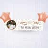 Rose Gold Dots Birthday Personalised Party Banner Yes 2 Balloons Personalised Banner