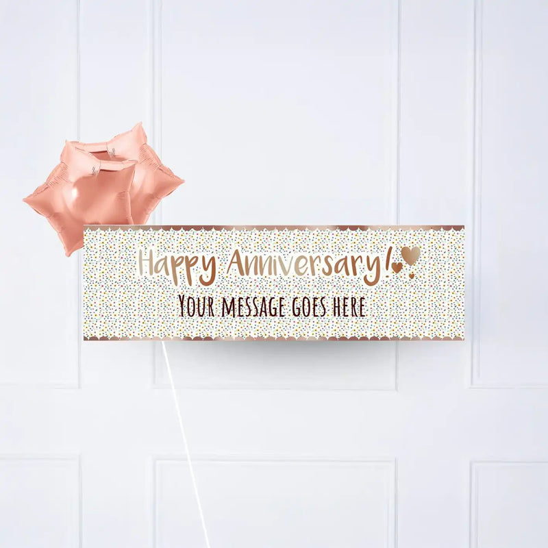 Rose Gold Floral Anniversary Personalised Party Banner No 2 Balloons Personalised Banner