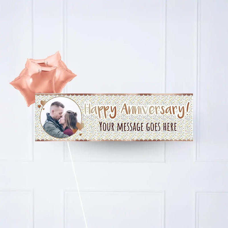 Rose Gold Floral Anniversary Personalised Party Banner