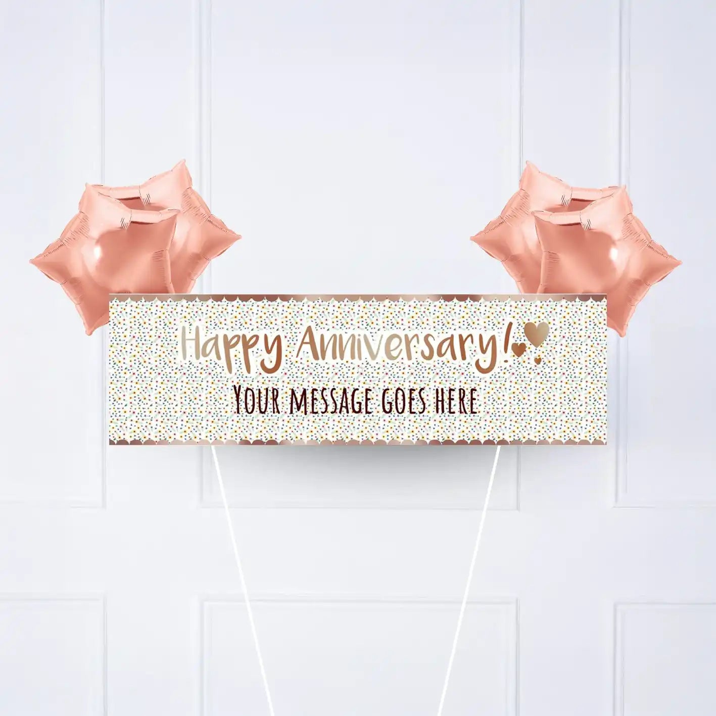 Rose Gold Floral Anniversary Personalised Party Banner No 4 Balloons Personalised Banner
