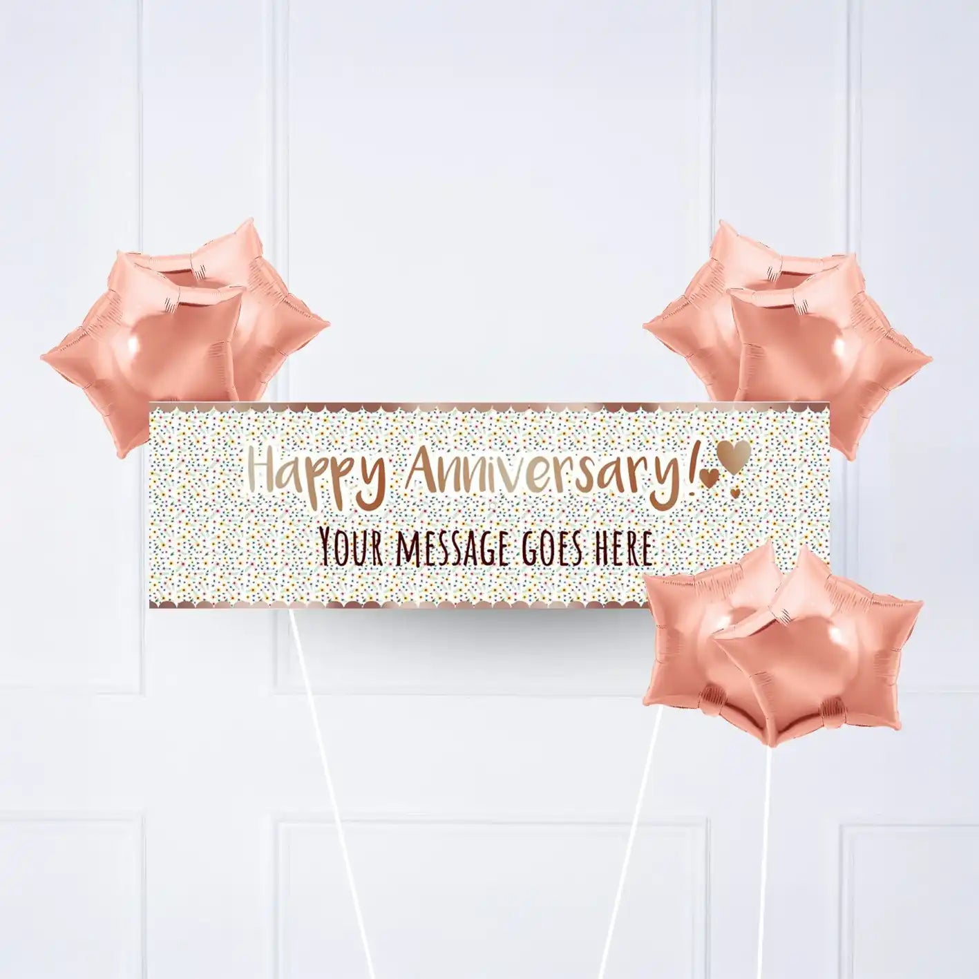 Rose Gold Floral Anniversary Personalised Party Banner No 6 Balloons Personalised Banner