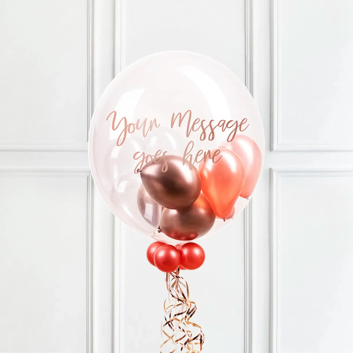Personalised Bubble Balloon in a Box – Rose Gold