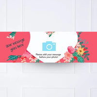 Floral Heart Personalised Party Banner Photo and Message Personalised Banner