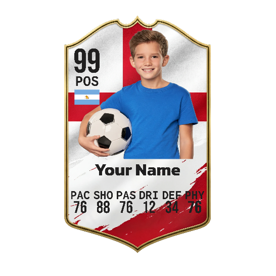 Personalised Football Player Card - Come on England!