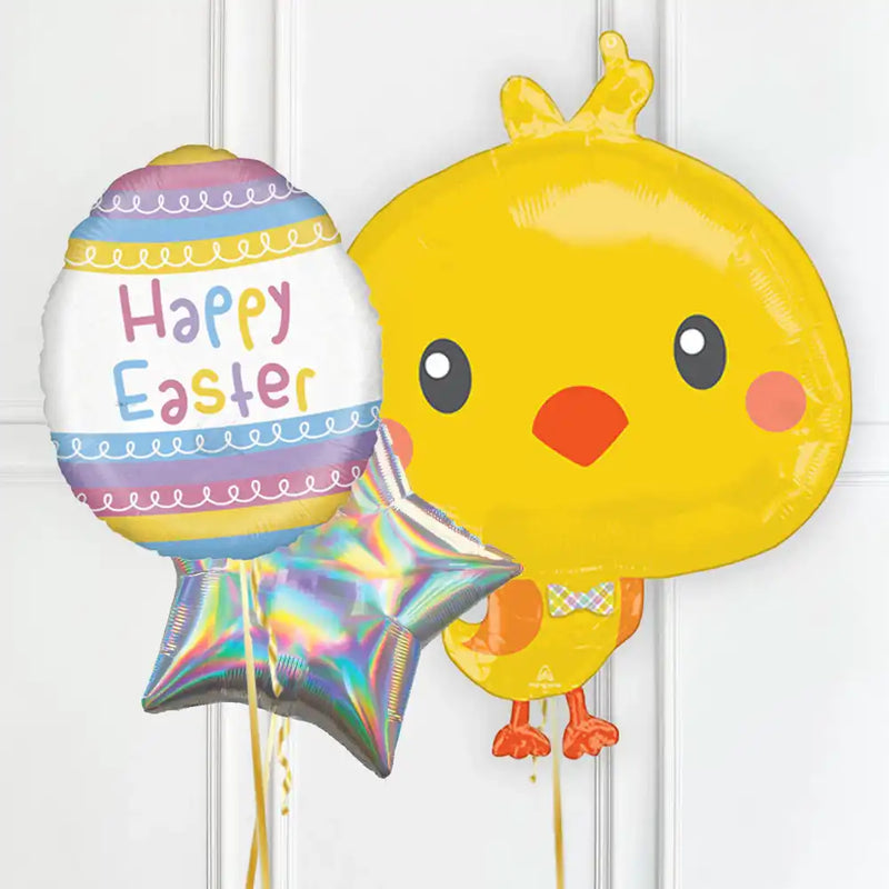 Supershape Easter Chick & Egg Balloon Bunch Personalised Balloons