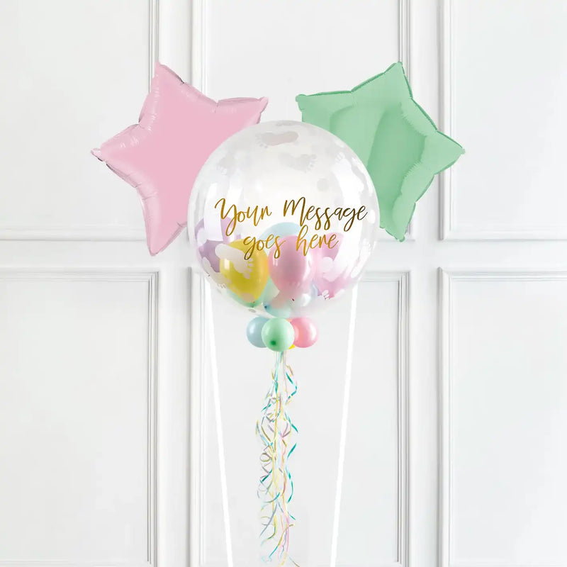 Personalised Bubble Balloon in a Box - Sweet Baby 2 Extra Balloons Personalised Balloons