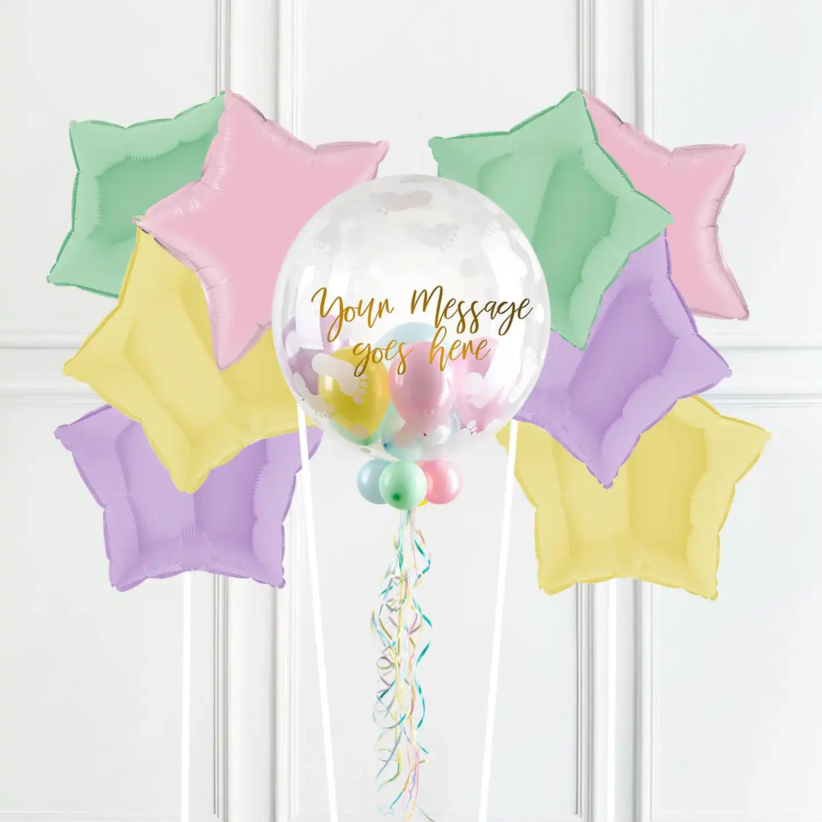 Personalised Bubble Balloon in a Box - Sweet Baby 8 Extra Balloons Personalised Balloons