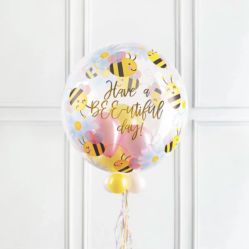Personalised Bubble Balloon in a Box - Sweet Bees & Daisies None Personalised Balloons