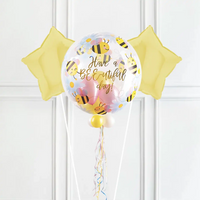 Personalised Bubble Balloon in a Box - Sweet Bees & Daisies 2 Extra Balloons Personalised Balloons