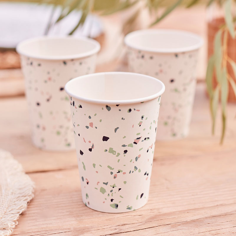 Terrazzo Print Paper Cups (x8)