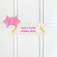 Unicorn Sparkle Personalised Party Banner No 2 Balloons Personalised Banner