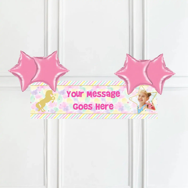 Unicorn Sparkle Personalised Party Banner Yes 4 Balloons Personalised Banner