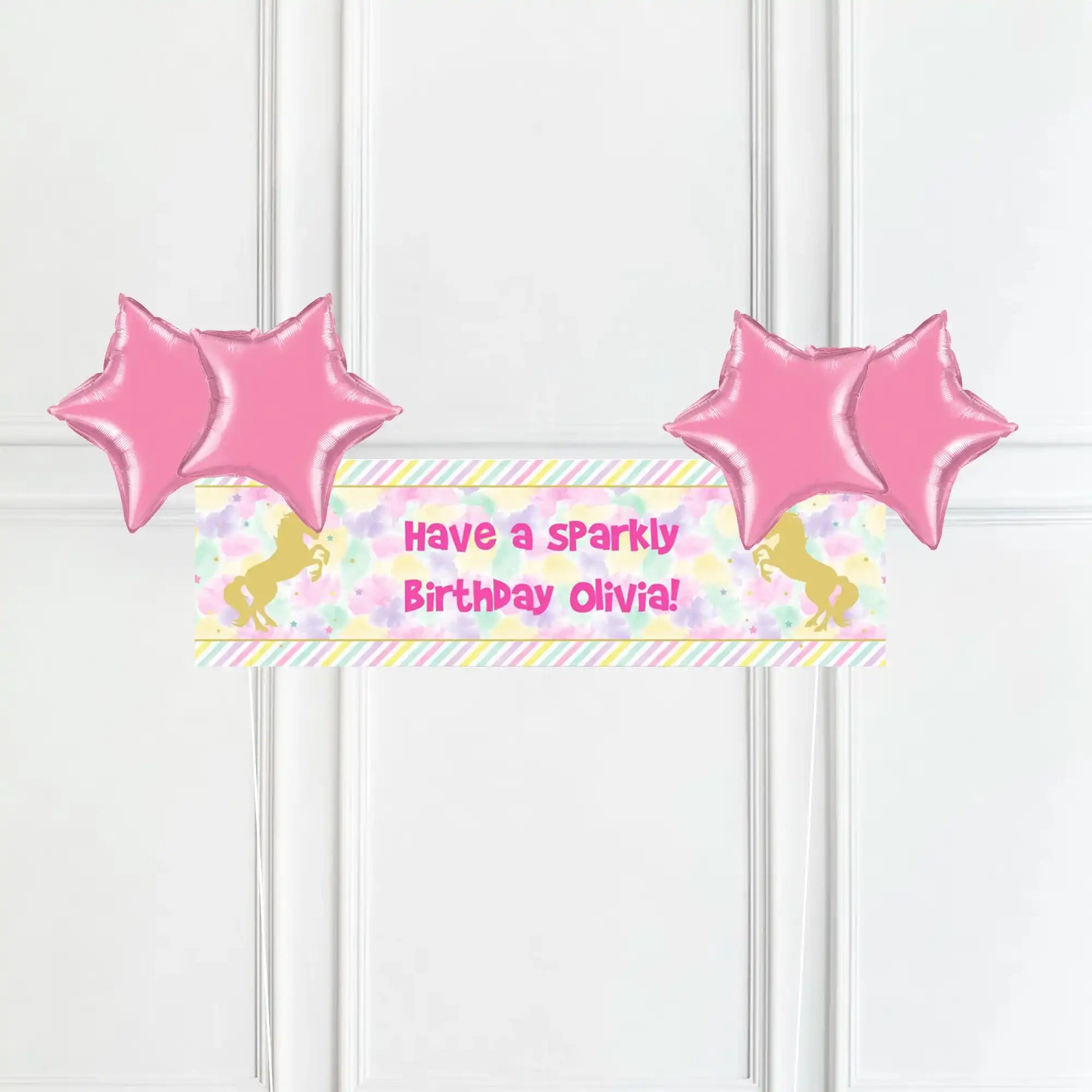 Unicorn Sparkle Personalised Party Banner No 4 Balloons Personalised Banner