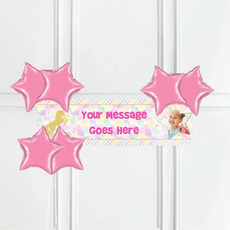 Unicorn Sparkle Personalised Party Banner Yes 6 Balloons Personalised Banner
