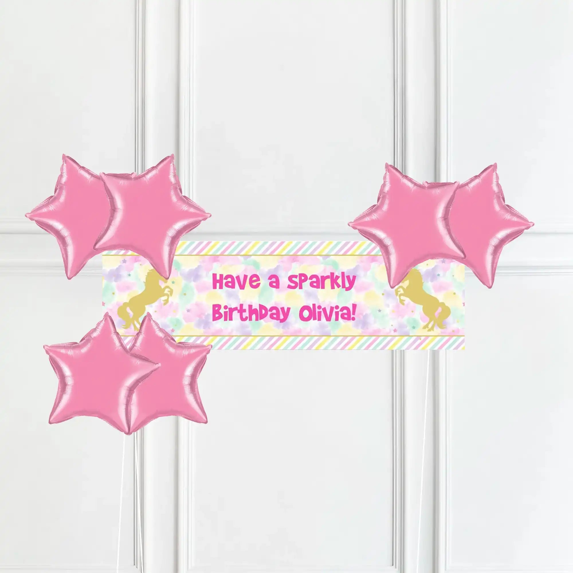 Unicorn Sparkle Personalised Party Banner No 6 Balloons Personalised Banner