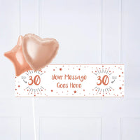 White & Rose Gold Any Age Personalised Party Banner No 2 Balloons Personalised Banner