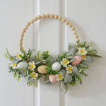 Reusable Wooden Bead and Foliage Spring Wreath