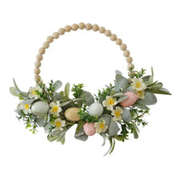 Reusable Wooden Bead and Foliage Spring Wreath Easter
