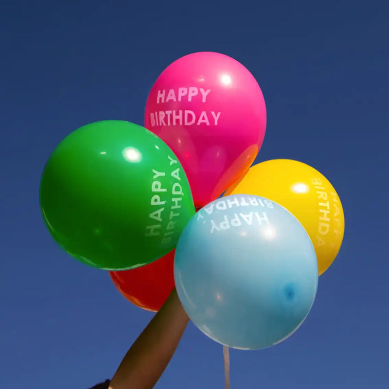 Rainbow 'Happy Birthday' Latex Balloons (x5) General Party