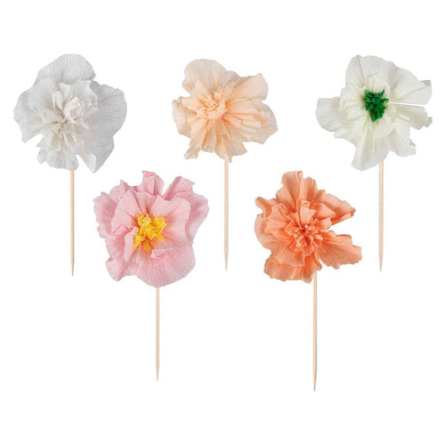 Tissue Paper Flower Cake Toppers (x12)